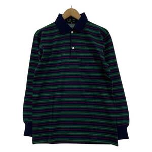 ゆうパケットOK dunhill ダンヒル マルチボーダー ポロシャツ size40/紺×緑 メンズ