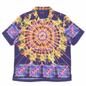 超美品 ドルチェ&ガッバーナ G5JM4T Kaleidoscope print カレイドスコープ シルク100% シャツ 41 L-XL 紳士 万華鏡 総柄 半袖