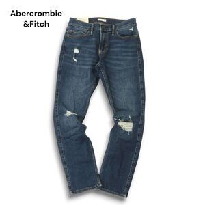 Abercrombie&Fitch アバクロンビー＆フィッチ クラッシュ加工★ ストレッチ スキニー デニム パンツ ジーンズ Sz.30　メンズ　A4B04609_9#R