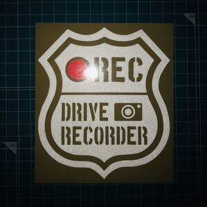 送料無料 反射ドライブレコーダー セキュリティ ステッカー 大サイズ シルバー レッド Drive Recorder ドラレコ38 世田谷ベース