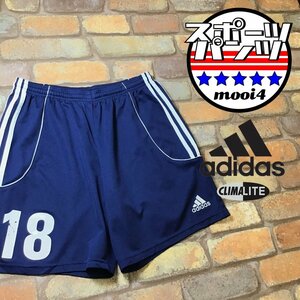 SP1-022★お買い得品★吸湿速乾★ネイビー【adidas アディダス】CLIMALITE 3ストライプ ショートパンツ【メンズ M】ショーツ サッカー