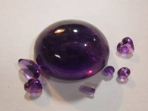 大粒系アメジストカボッションと小粒amethystまとめてセット 21.7ct　10　宝飾品カットルース外し石メイン☆used未使用新品色々あり 424-2