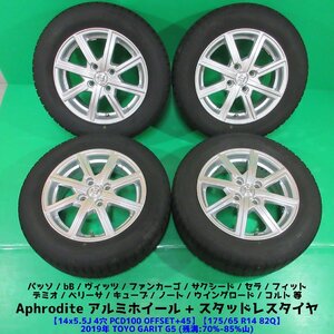 フィット 175/65R14 スタッドレス 70%-85%山 TOYO GARIT G5 4本 4穴PCD100 5.5J +45 サクシード キューブ ノート bB パッソ 中古新潟