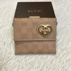 最終値下げ　美品　GUCCI グッチ  二つ折り　財布　ベージュ　キャンバス