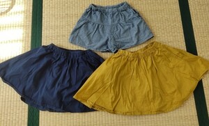 ショートパンツ キュロットスカート 女の子 ボトムス 女の子用 キッズ　３枚セット　130 スカッツ