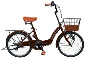 軽快車20インチ シティサイクル 折りたたみ自転車　TS20M ブラウン 空気入れ付き AIJYU CYCLE