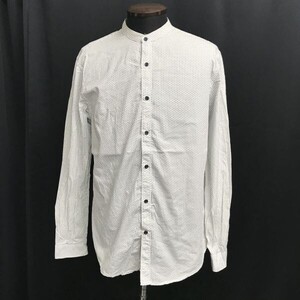 ZARAMAN/ザラマン★長袖ノーカラーシャツ【メンズL/white/白/総柄】Tops/Shirts◆SBH888