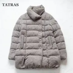 【TATRAS】タトラス　ダウンコート　ショールカラー　グレー　Lサイズ