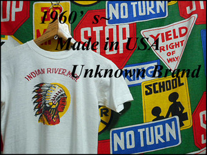 ★人気の高いインディアンヘッド★Made in USA製アメリカ製ビンテージ染み込みプリントTシャツ60s60年代ボーイスカウト白色コットン100%S位