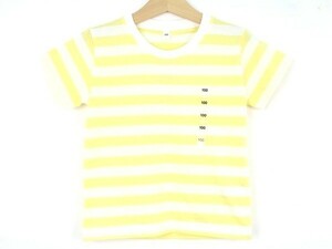 無印良品 微汚れあり ボーダー半袖Tシャツ カットソー 天竺編み 男の子用 100サイズ 白黄 キッズ 子供服 MUJI 未使用 新品