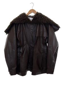 IRENE◆ジャケット/FUR HOODED LEATHER JACKET/36/フェイクレザー/ブラウン/21A84003