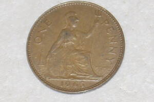 【イギリス ヴィンテージコイン】 英国 1ペニー 硬貨 1965年 エリザベス2世/旧硬貨/コイン/古銭/ONE PENNY/現状品 NO.6
