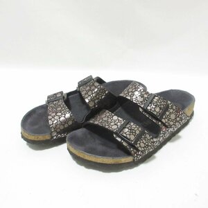 美品 BIRKENSTOCK ビルケンシュトック ARIZONA METALLIC STONES アリゾナ サンダル 36 約23cm ブラック×シルバー 063