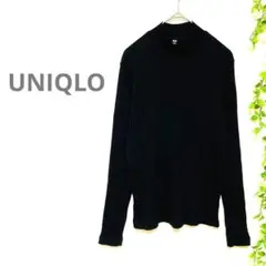 【UNIQLO/ユニクロ】リブニット　モックネック　黒　ブラック　M ヘビロテ