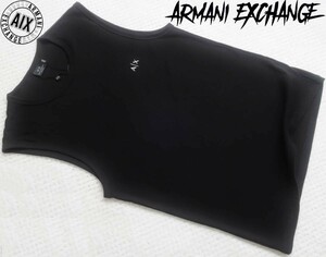 新品★アルマーニ★セクシーな ブラック タンクトップ★ストレッチ ノースリーブ★ホワイト ロゴ刺繍★黒 XL★ARMANI☆104