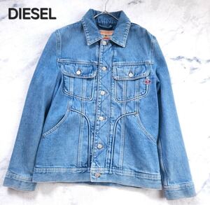 ディーゼル DIESEL デニムジャケット ロゴ刺繍 現行モデル ユーズド加工 S~M相当 ユニセックス 大人気 極美品