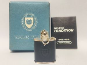 (114) ウインドミル WINDMILL TRADITION オイルライター スキットル型 YALE CLUB LUX ET VERITAS 喫煙具 説明書付き