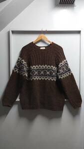 90-00’s J.CREW 白タグ “Hand Knit” ノルディック柄 ウールニット セーター S 1990-2000年代