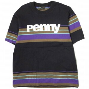 kolor カラー 日本製 度詰ボーダー天竺TEE 18SCM-T02203 3 BLACK 半袖 penny Tシャツ トップス g11988