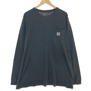 古着 カーハート Carhartt ORIGINAL FIT 無地ポケットロングTシャツ ロンT メンズXXL /eaa429861