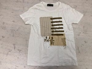 キューブシュガー CUBE SUGAR アメカジ ワーク カントリー古着 パッチワーク・ロゴ 半袖Tシャツ カットソー トップス レディース M 白