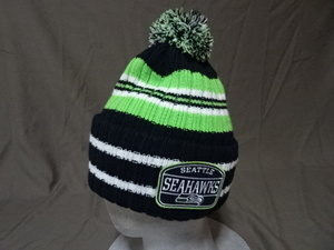 USA購入【47BRAND】製 NFLオフィシャル シアトル シーホークス【Seattle Seahawks】 ロゴ刺繍ワッペン付ニットキャップ 新品