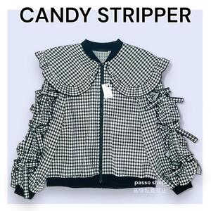 未使用キャンディーストリッパー　CANDY STRIPPER DECORATIVE RIBBON BLOUSON ブルゾン　リボン　ギンガムチェック　フリル　M 襟