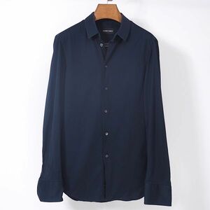 3-YE067 エンポリオアルマーニ EMPORIO ARMANI イタリア製 長袖 シャツ ネイビー 39 メンズ