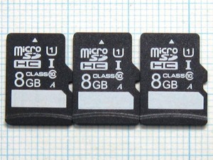 ★micro SDHC メモリーカード ８GB ３枚 中古★送料８５円・１８５円