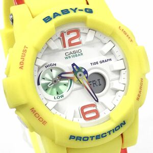 新品 CASIO カシオ BABY-G ベビージー ベイビージー G-LIDE Gライド 腕時計 BGA-180-9B クオーツ イエロー 黄色 電池交換済 動作OK 箱付き