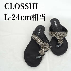 MK5797*CLOSSHI*クロッシー*レディースサンダル*L-24cm相当*黒