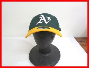 NEW ERA×Oakland Athletics ニューエラ×オークランドアスレチック キャップ ダークグリーン系 中古 2411★SD-2164★