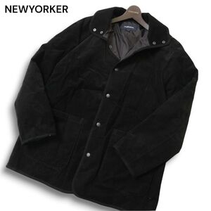 NEWYORKER ニューヨーカー 秋冬 細畝 コーデュロイ★ 中綿 ジャケット コート Sz.M　メンズ 黒　C4T10762_B#N