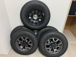 ★送料無料！程度良好！★ジムニーシエラ JB74 純正タイヤ ホイール 5本セット 195/80R15 15インチ4本+スペア1本 ダンロップグラントレック