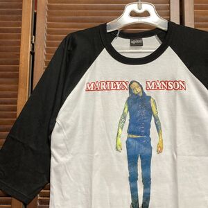 1スタ 再落無し AWYG 白 リンガー バンド Tシャツ 長袖 ロンT マリリンマンソン MARILYN MANSON 古着 卸 仕入れ