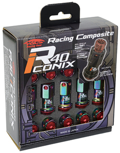 送料無料 RIA-03NU Racing Composite R40 iCONIX M12 P1.25 Nut Set Aluminum Cap ネオクローム キャップ付 ブルー ロック無し KYO-EI