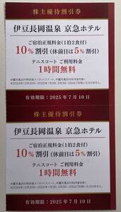 最新　京浜急行電鉄　株主優待　伊豆長岡温泉　京急ホテル　割引券　2枚　有効期限：2025年7月10日まで　【送料無料】