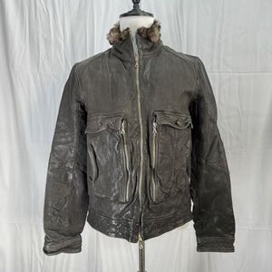 【1円スタート】【ヴィンテージ】■Neil Barrett 　ニールバレット■ レザー　ジャケット　ファー付き　ダークブラウン