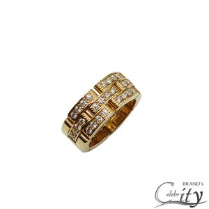 【SALE限定価格】Cartier【カルティエ】パンテール リング 3連ハーフパヴェ ダイヤモンド K18YG【USED】