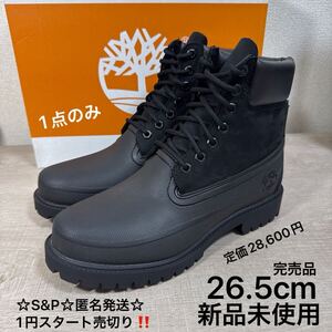 1円スタート売切り 新品未使用 26.5cm US8.5 Timberland HERITAGE 6IN BOOT ティンバーランド 6インチ ブラック プレミアム 防水 ブーツ