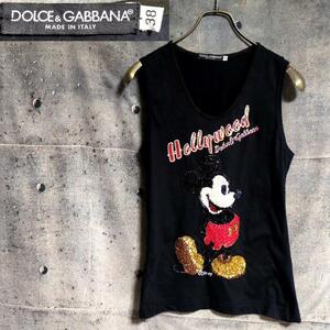 DOLCE&GABBANA　Mickey Mouse　スパンコールタンクトップ