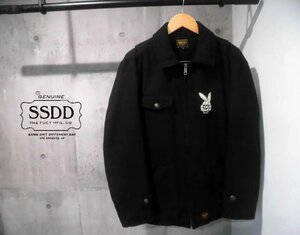 FUCT ファクト SSDD 7501 WOOL NAVAL ZIP-UP JACKET DEATH BUNNYワッペン 中綿入り ウール ジャケット L/黒 ブラック/メンズ/デスラビット