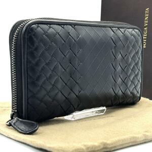 最高級◆極美品◆BOTTEGA VENETA ボッテガヴェネタ 長財布 ロングウォレット インペラトーレ イントレチャート ブラック 黒 RFID搭載