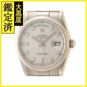 2005年 ROLEX ロレックス デイデイト36 118239A K18ホワイトゴールド 10Pダイヤモンドシルバー文字盤 自動巻き【472】SJ