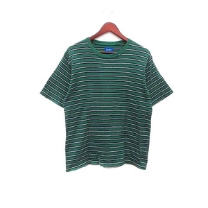 ビームス BEAMS Tシャツ カットソー クルーネック ボーダー 半袖 M 緑 グリーン 黒 ブラック /YK メンズ