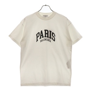 BALENCIAGA バレンシアガ 22AW Paris ロゴ プリント クルーネック 半袖Tシャツ カットソー ホワイト 612965 TLVL7