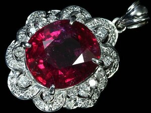 VIZ12994SS【1円～】新品【RK宝石】極上ルベライト 特大14.96ct 極上ダイヤモンド 0.84ct Pt900 超高級ペンダントヘッド ダイヤ トルマリン