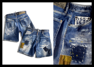 定価8.6万 ディースクエアード DSQUARED2 ヴィンテージライクなルックスの デニムショーツ ショートパンツ BOXER SHORT イタリア製 46