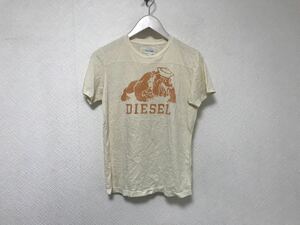 本物ディーゼルDIESELコットンプリント半袖TシャツレディースSビジネススーツアメカジサーフミリタリーイエローL