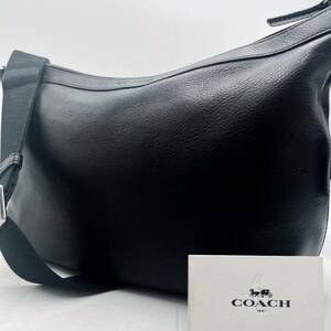 1円 【極美品】コーチ COACH ショルダーバッグ ペブルレザー シボ革 ブラック 黒 メンズ レディース